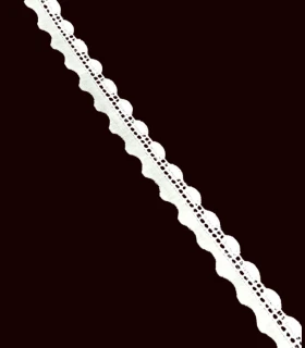 Tira Bordado Suizo blanca 100% algodón Ancho 13mm