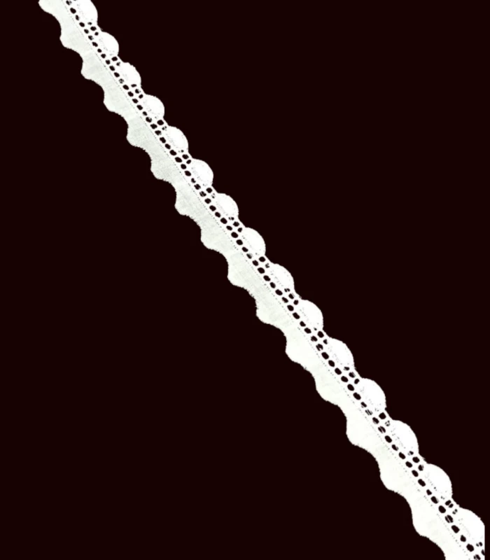 Tira Bordado Suizo blanca 100% algodón Ancho 13mm
