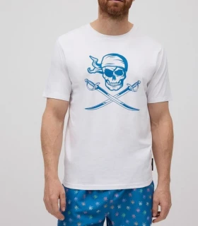 Camiseta manga corta estampada calavera pirata