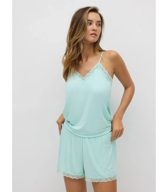 Conjunto Camiseta Tirantes Pantalón Corto Encaje 10758 Ysabel Mora