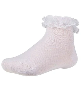 Calcetín Bebé Blanco Calado Con Encaje Ysabel Mora 32239