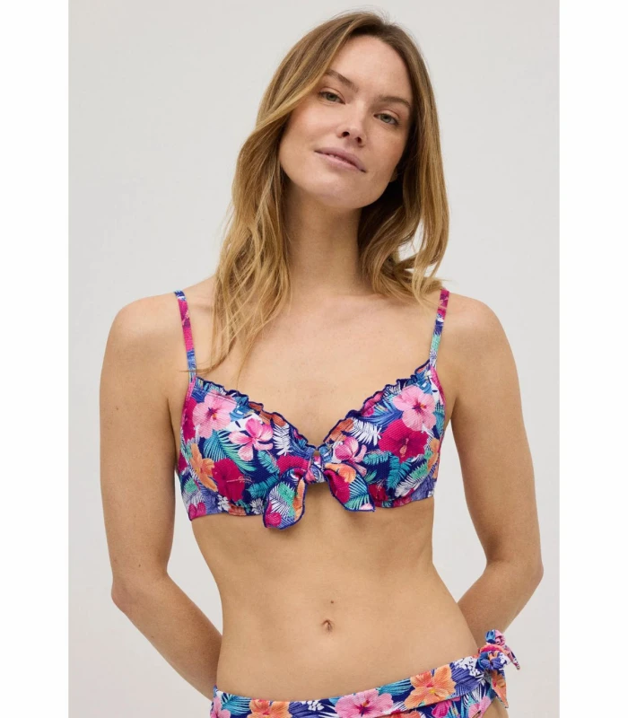 Bikini Piqué Floral Ysabel Mora Copa C con Relleno