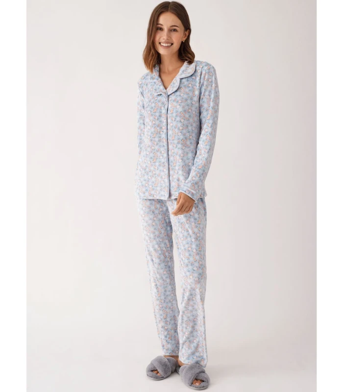 Pijama Mujer Abierto Terciopelo Elástico Promise N20362