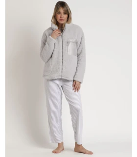 Bata Mujer Admas Home Calentita Soft de Borreguito Gris Perla