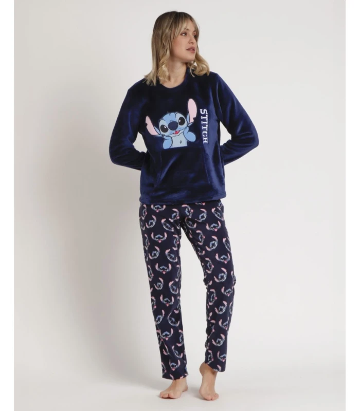 Pijama Calentito Mujer Stitch Faces Disney Marino