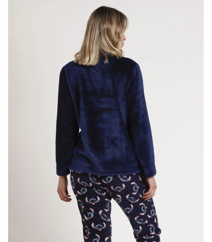 Pijama Calentito Mujer Stitch Faces Disney Marino