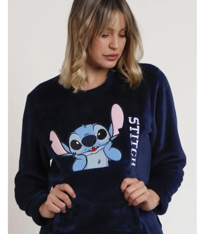 Pijama Calentito Mujer Stitch Faces Disney Marino
