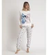 Pijama Disney Mujer Ohana Manga Larga Crudo 100% Algodón