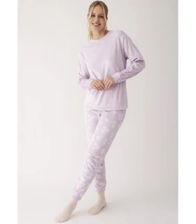 Pijama de Terciopelo Elástico para Mujer con Puños