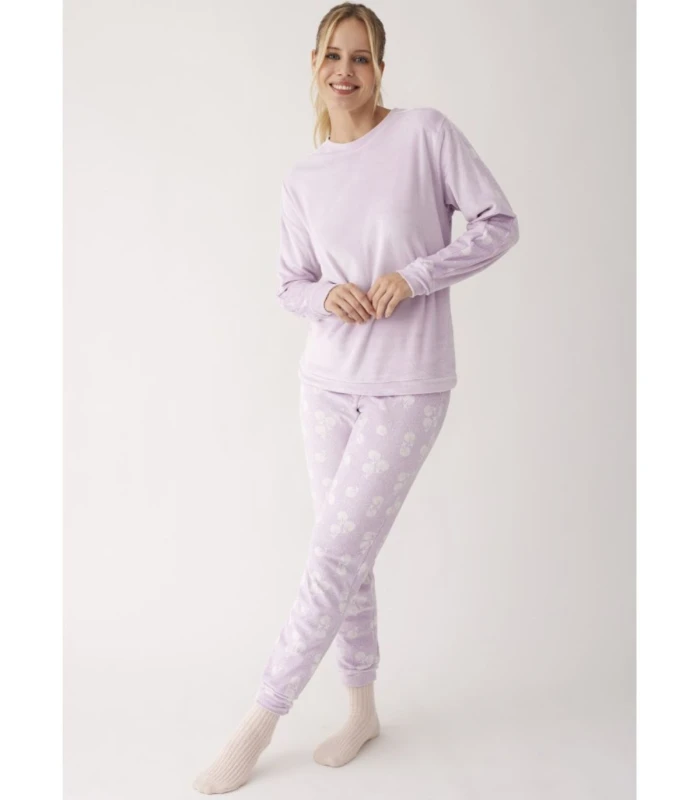 Pijama de Terciopelo Elástico para Mujer con Puños