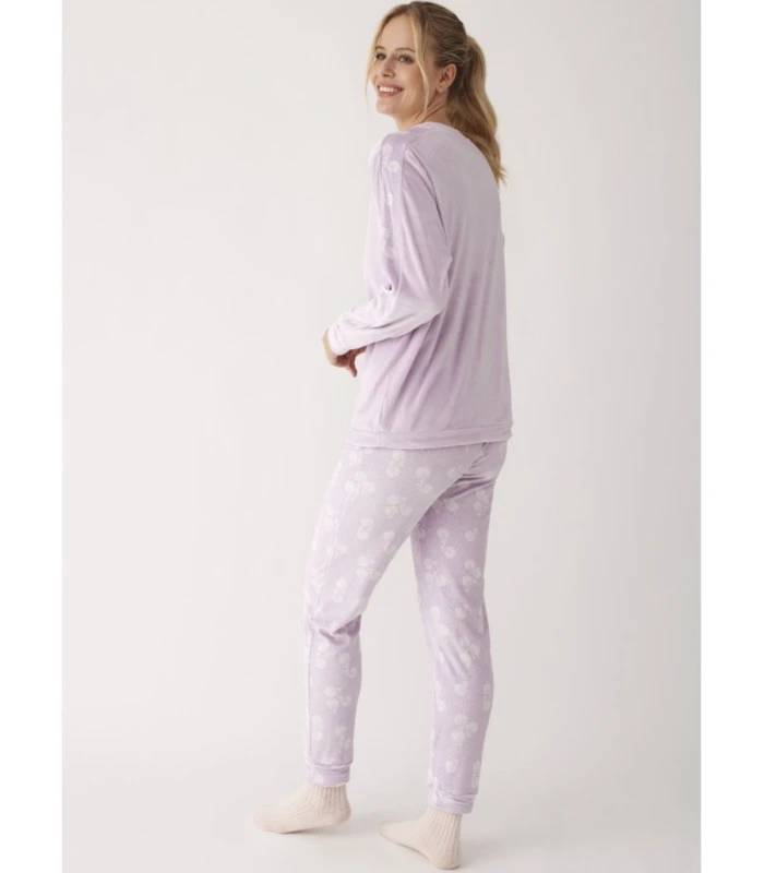 Pijama de Terciopelo Elástico para Mujer con Puños