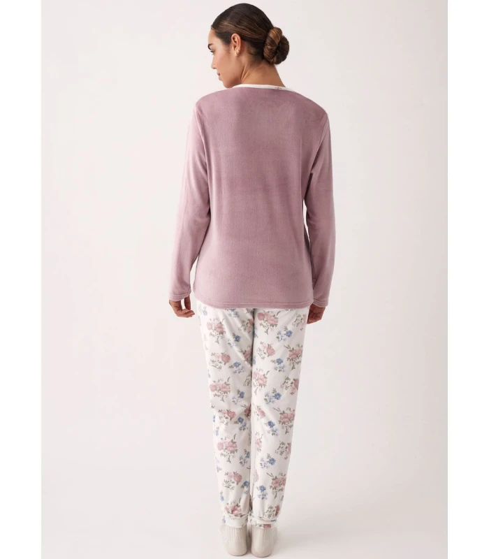 Pijama Mujer Terciopelo Elástico Promise N20442 Rosa Vintage