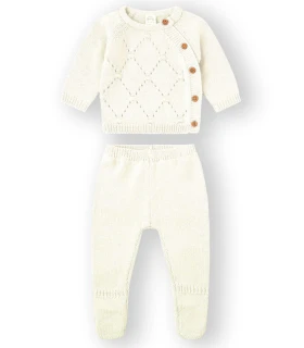 Conjunto Polaina Tricot Bebé Crudo Yatsi Baby