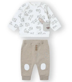 Conjunto Bebé Yatsy Baby 25201023 | Blusa Perritos y Pantalón Afelpado