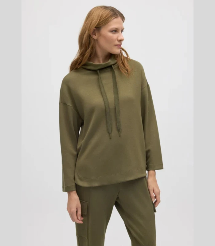 Sudadera Verde Oliva Elástica Cuello Alto Ajustable 70674 Ysabel Mora