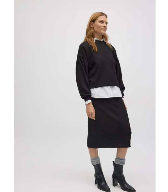 Falda Midi Negro Elástica 70677 Ysabel Mora | Abertura Trasera