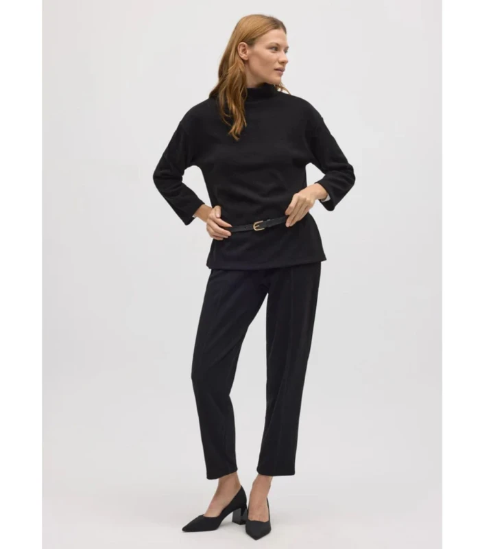 Jersey Cuello Perkins Efecto Pana Negro 70682 Ysabel Mora