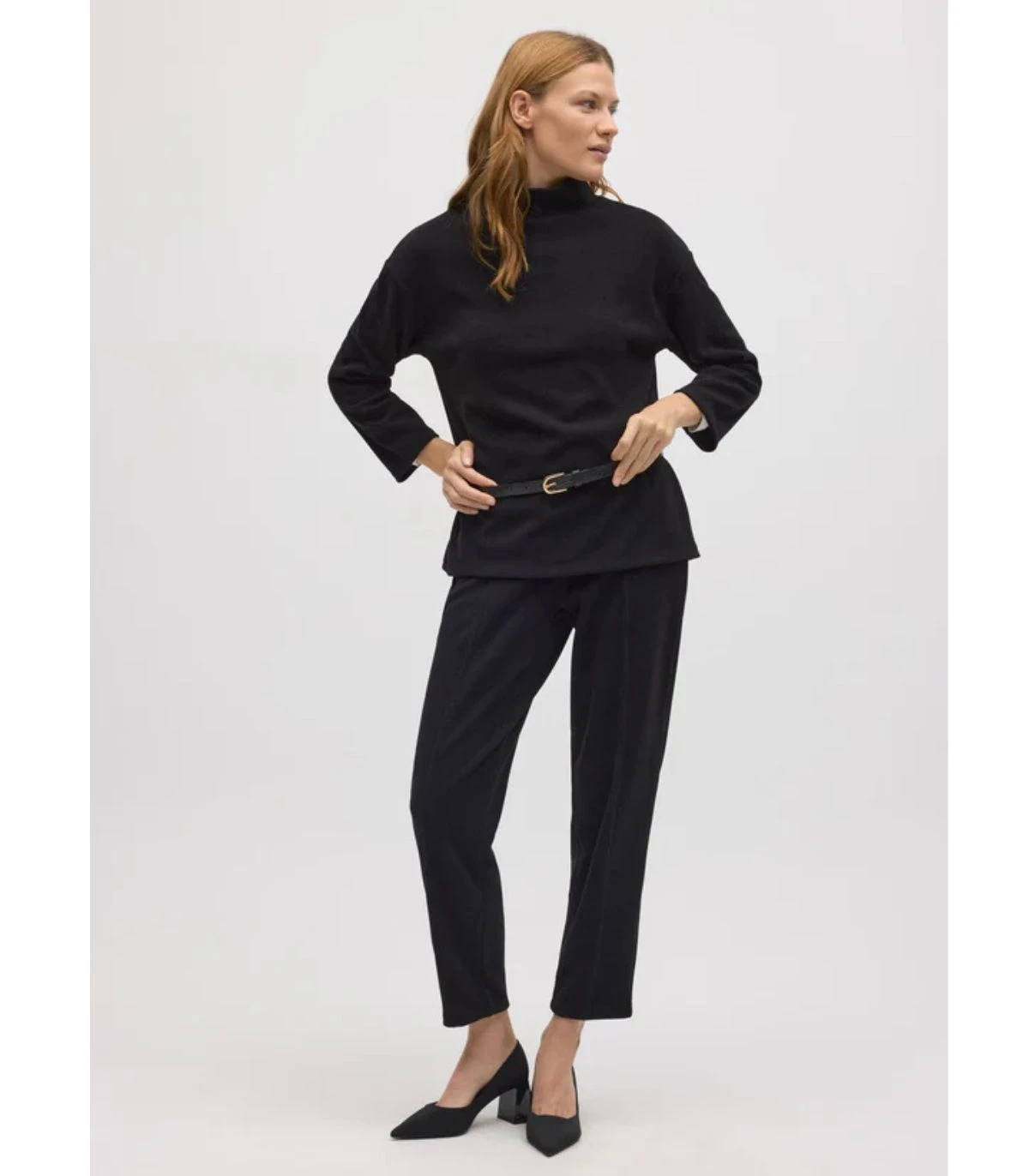 Jersey Cuello Perkins Efecto Pana Negro 70682 Ysabel Mora