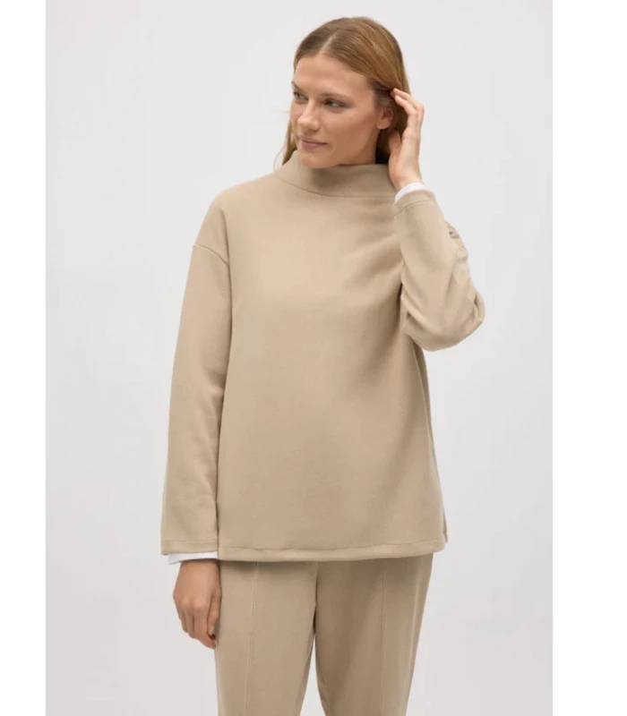 Jersey Cuello Perkins Efecto Pana Beige 70682 Ysabel Mora