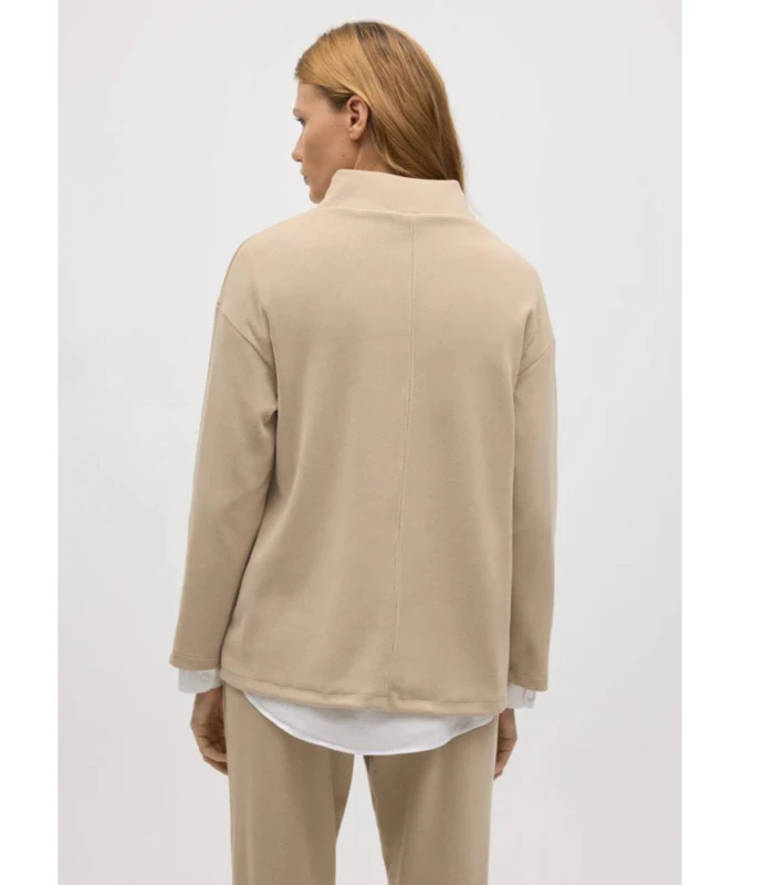 Jersey Cuello Perkins Efecto Pana Beige 70682 Ysabel Mora