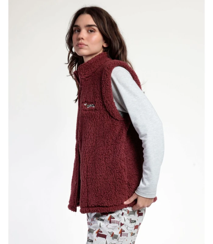 Chaleco Mujer Borreguito Polar Calentito Admas Burdeos 67268