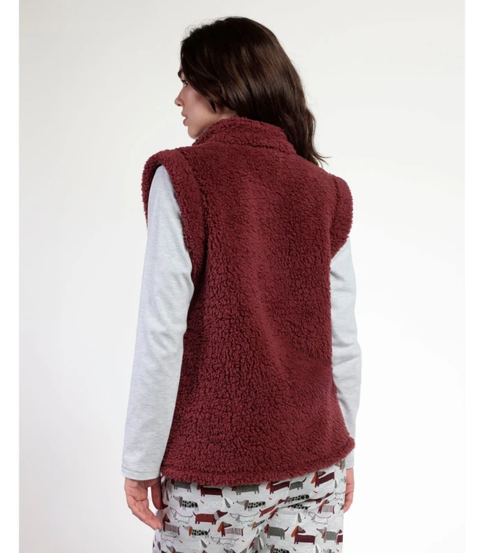 Chaleco Mujer Borreguito Polar Calentito Admas Burdeos 67268