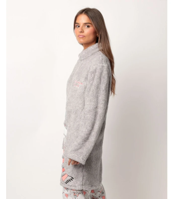 Bata Mujer Polar Corel Búho Winter Owl Cremallera GRIS JASPE 67279