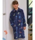Bata Coralina Niño Estampado Gamer Azul Marino con Cremallera y Bolsillos