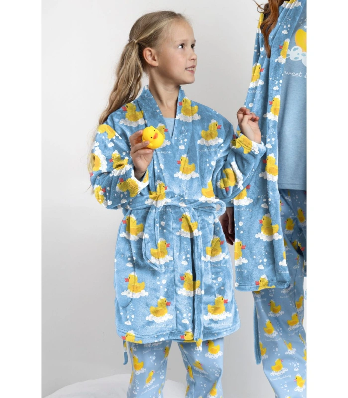 Bata de Niña Admas Sweet Duckling Azul | Polar con Patitos y Cinturón 67319