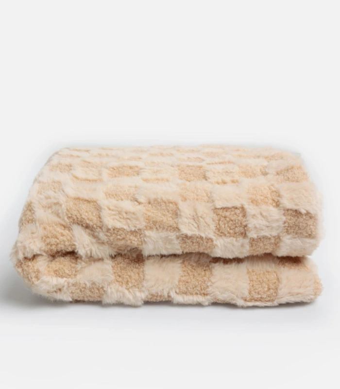 Manta Admas Doble Cara Terry Rabbit Beige 127x152 cm  Pelo Cuadros y Polar 69109