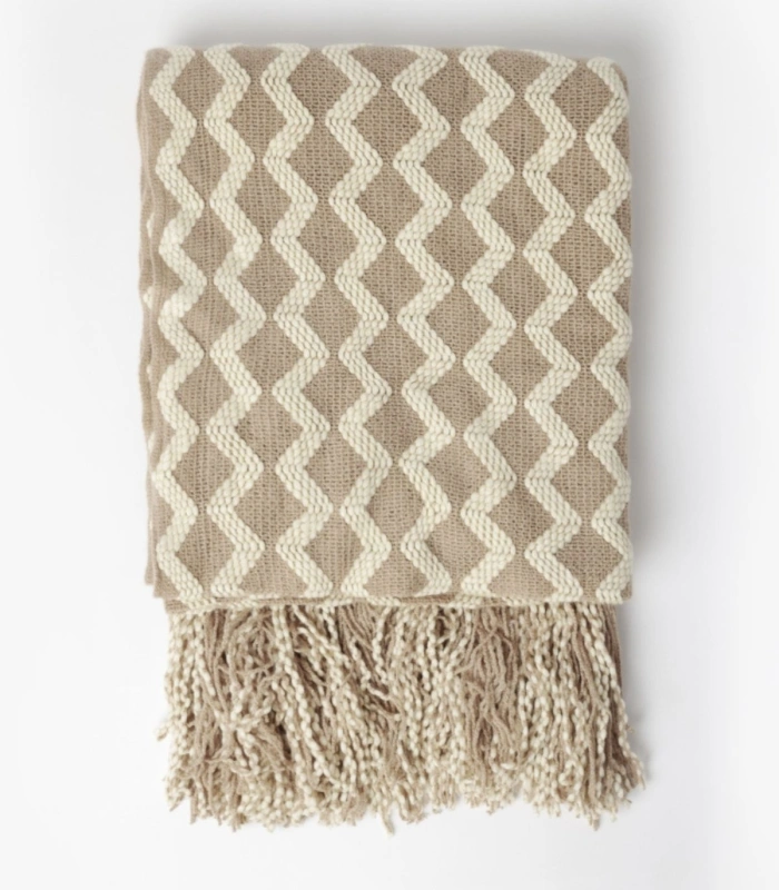 Manta de Punto Admas Zig Zag Cozy Waves Beige 127x152 cm  Cálida 69112