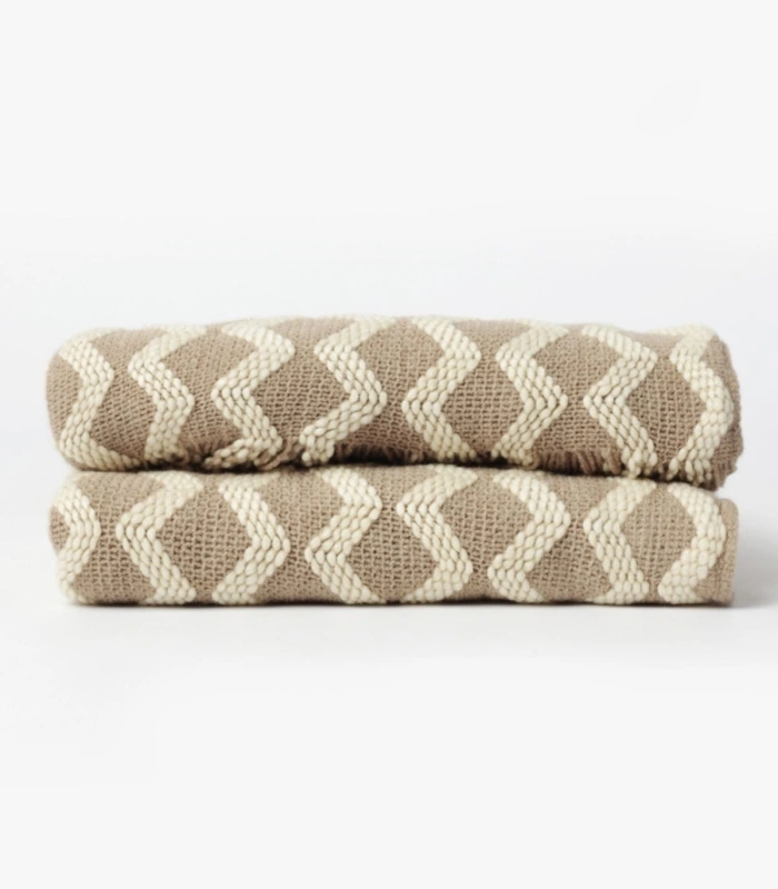 Manta de Punto Admas Zig Zag Cozy Waves Beige 127x152 cm  Cálida 69112