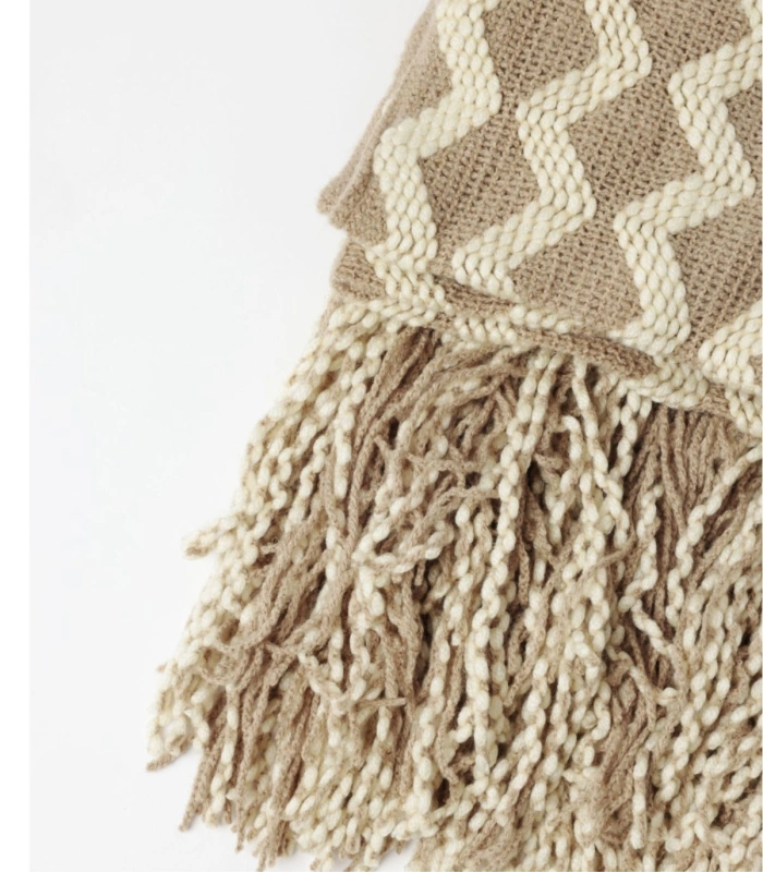 Manta de Punto Admas Zig Zag Cozy Waves Beige 127x152 cm  Cálida 69112