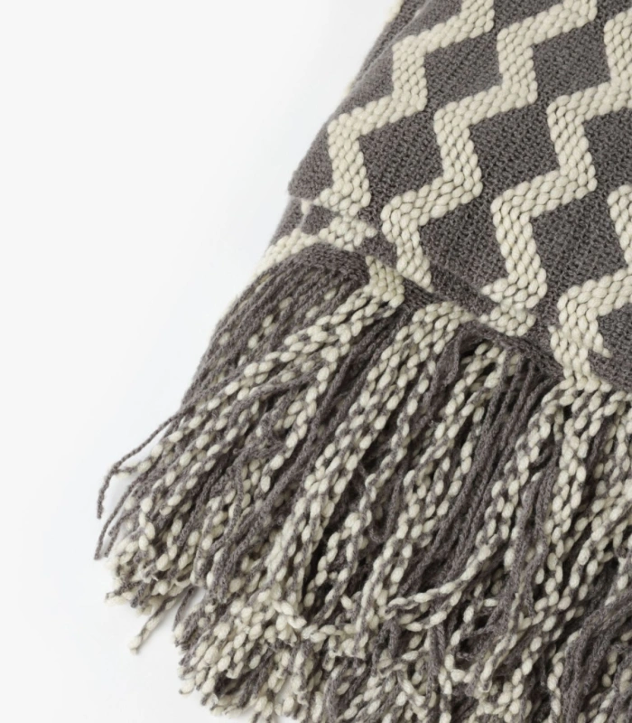 Manta de Punto Admas Zig Zag Cozy Waves Gris 127x152 cm Cálida 69112