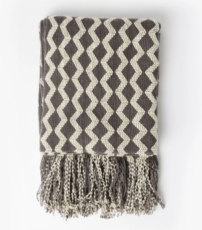 Manta de Punto Admas Zig Zag Cozy Waves Gris 127x152 cm Cálida 69112