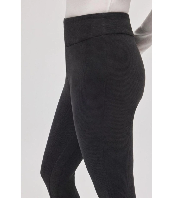 Leggings ULTRA TÉRMICO Ysabel Mora Mujer | Efecto Pana Canalé Negro Nivel 5/5 70462