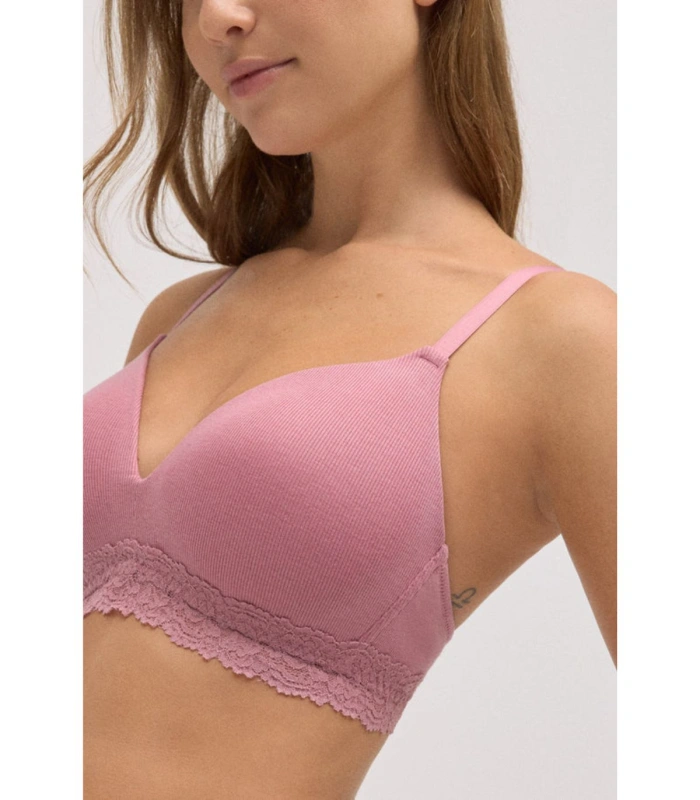 Sujetador Sin Aro Ysabel Mora | Canalé Relleno Copa B con Encaje Rosa 10761