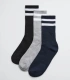 Pack 3 Calcetines Altos Deportivos Unisex Ysabel Mora Puño a Rayas Oscuras 22968