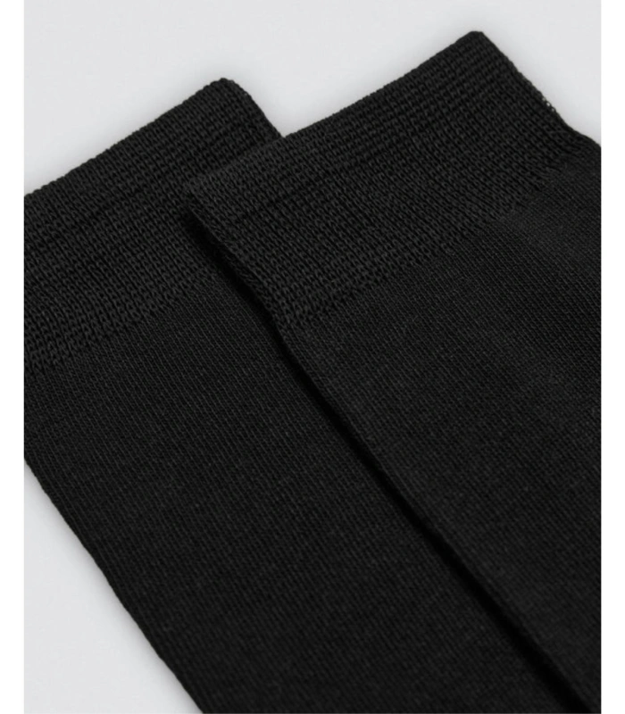 Pack 3 Calcetines Altos Unisex Ysabel Mora  Bambú Liso Puño Antipresión Negro 22969