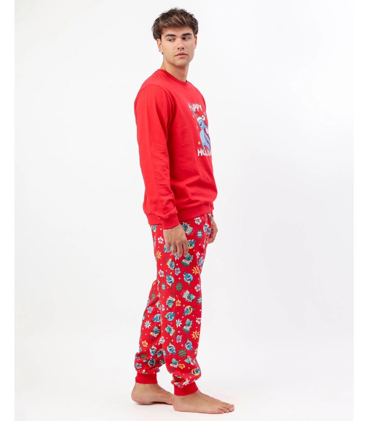 Pijama de Hombre Disney Stitch Navidad | 100% Algodón y Pantalón Estampado