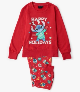 Pijama de Niña Disney Stitch Navidad | 100% Algodón y Pantalón Estampado