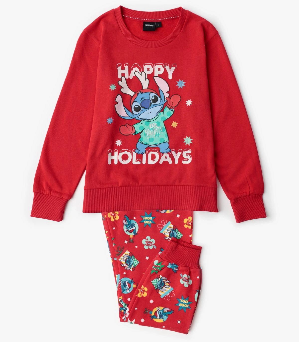 Pijama de Niña Disney Stitch Navidad | 100% Algodón y Pantalón Estampado
