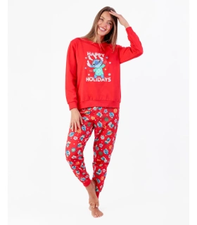 Pijama Mujer Disney Stitch Navidad | 100% Algodón y Pantalón Estampado 63682