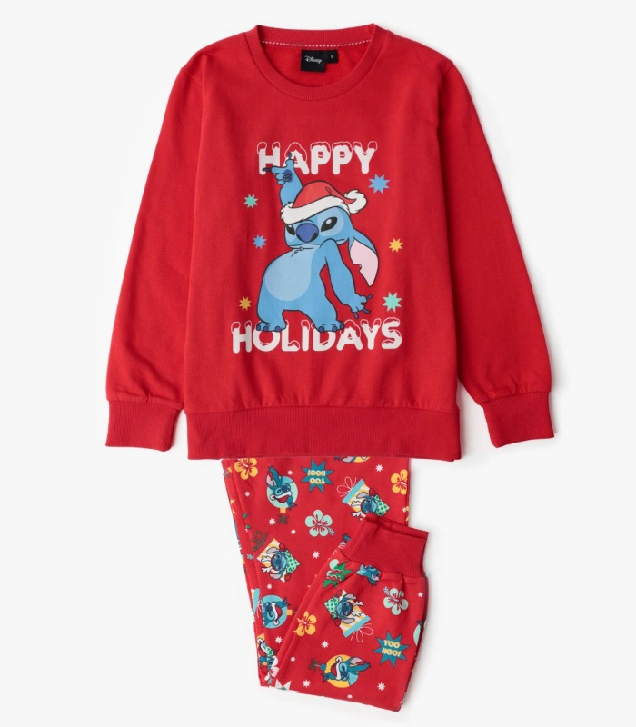 Pijama de Niño Disney Stitch Navidad | 100% Algodón y Pantalón Estampado 63892