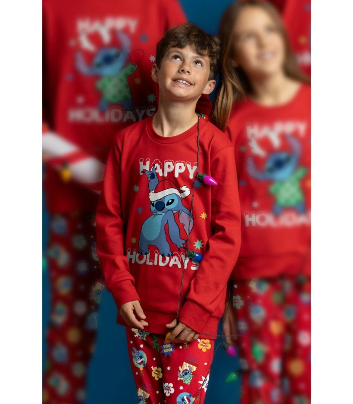 Pijama de Niño Disney Stitch Navidad | 100% Algodón y Pantalón Estampado 63892