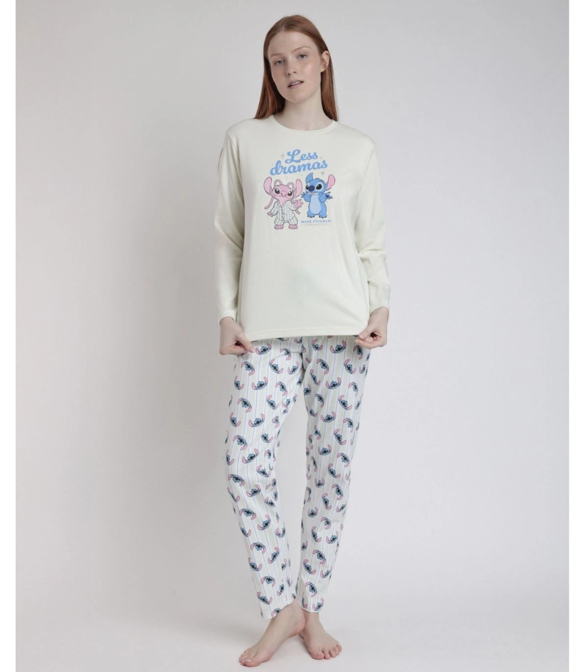 Pijama Manga Larga Mujer Disney Stitch Admas | Punto de Algodón Menta Exclusivo