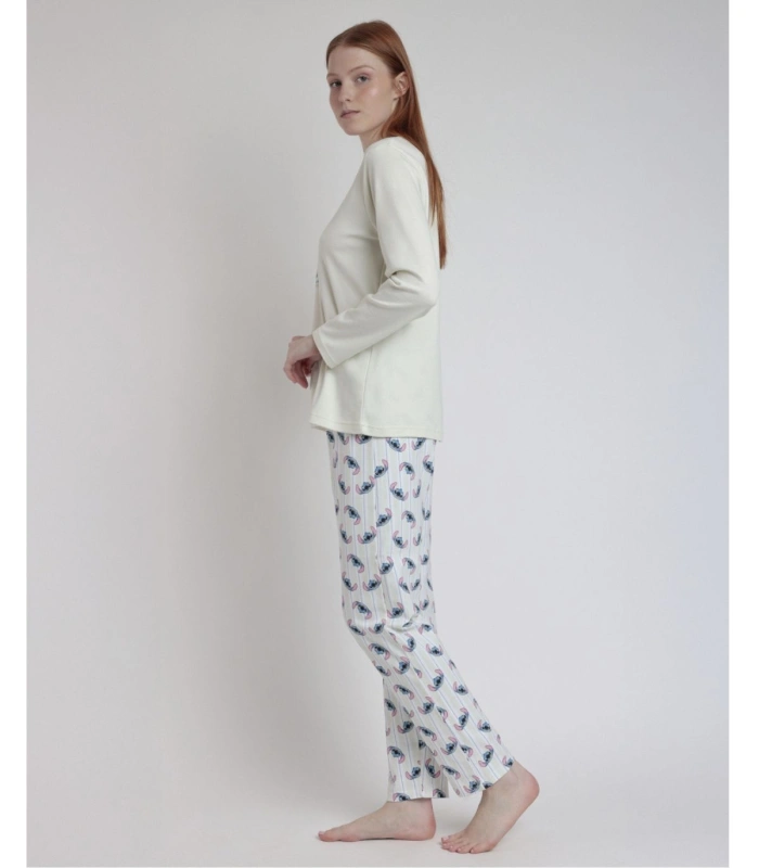 Pijama Manga Larga Mujer Disney Stitch Admas | Punto de Algodón Menta Exclusivo