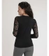 Camiseta Manga Larga Mujer Admas | Viscosa Suave Puntilla Lencera Negra 43573