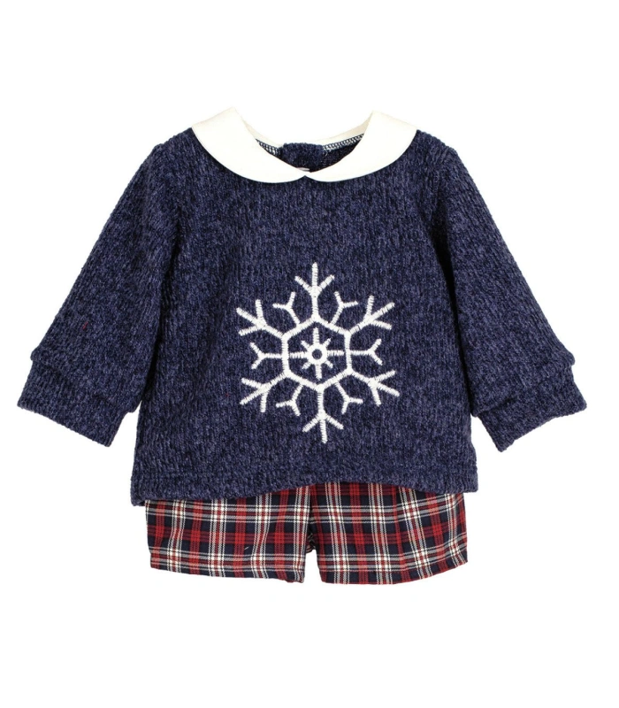 Conjunto Pololo Bebé Calamaro Monzón | Blusa Azul Marino y Pantalón Cuadros 11240