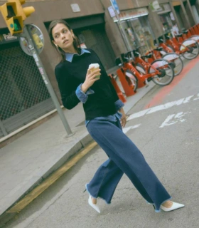 Pantalón Vaquero Ancho Ysabel Mora 70459  Tiro Alto